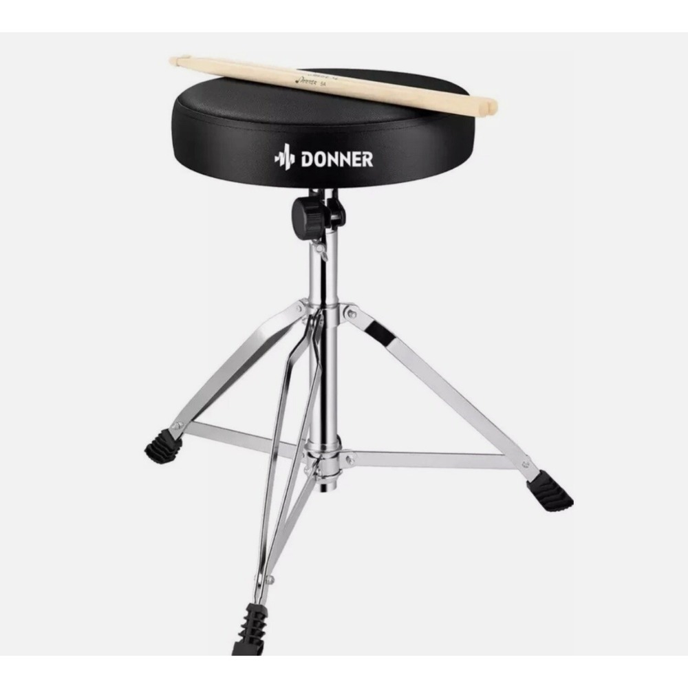 Donner Drum Throne Padded Adjustable Drum Stool w/ 5A Drumsticks PRICED TO MOVE!